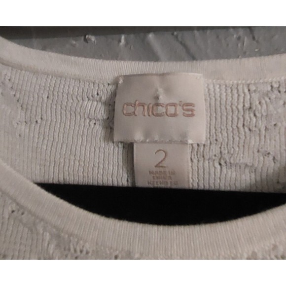 Chico's  Tops Blouse Sweater, Crochet, Cotton, Nilon, Rayón. Pretty, Spandex. - Picture 2 of 9